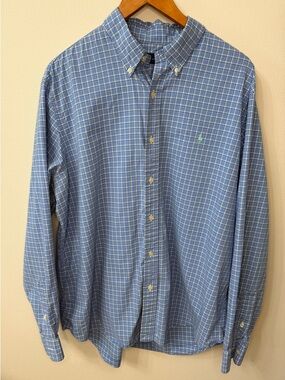 Polo Ralph Lauren Plaid Button Down Shirt Blue Green XL Classic Fit